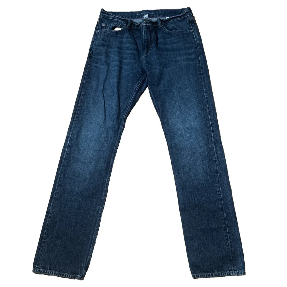 Banana Republic Jeans Men's 34x36 Blue Slim Straight Dark Wash Denim Casual